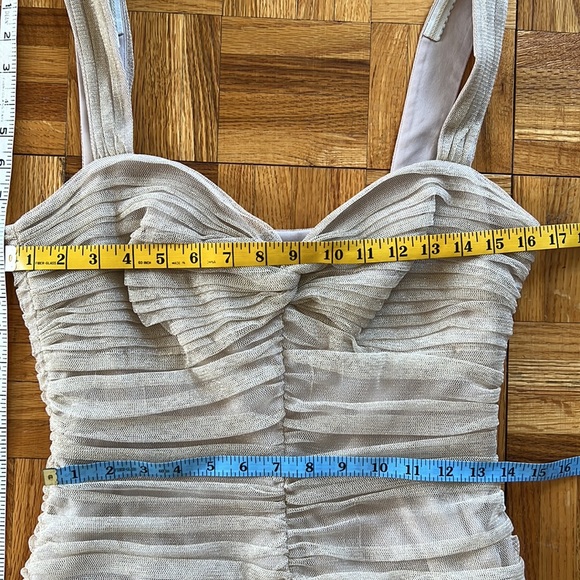 Tadashi Shoji Gold Mesh Sweetheart Dress 12 EUC - Picture 14 of 16